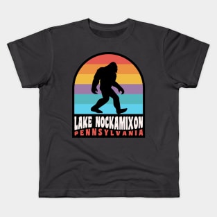 Lake Nockamixon Pennsylvania Bigfoot Sasquatch Retro Sunset Kids T-Shirt